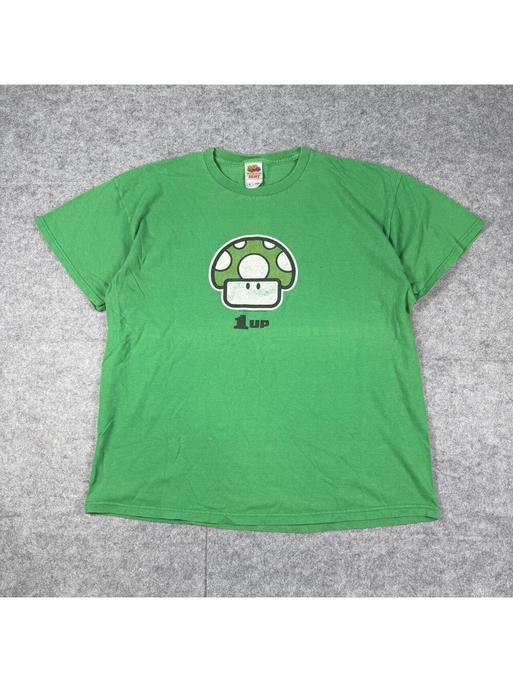 Vintage 2004 Nintendo Super Mario 1up Green Mushroom Video Game Promo T Shirt XL